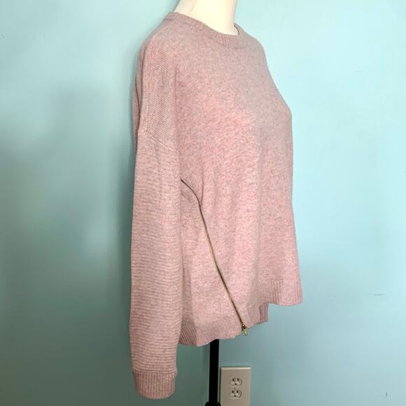 J. Crew Pink & Purple Marbled Lambswool Side Zip Sweater Size Small - Picture 6 of 9